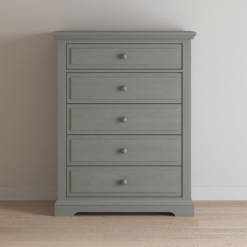 Lunar Gray Wooden Nursery Chest with Extra Deep Drawer