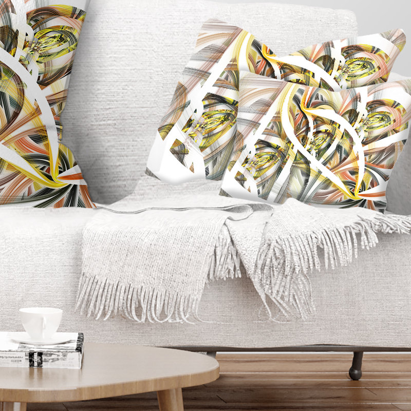 Fleurs symétriques en spirale fractale - Coussin décoratif imprimé abstrait