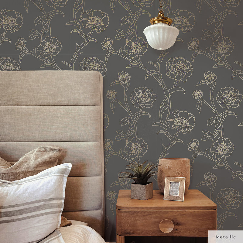 Marlee 33' L x 20.5" W Textured Peel and Stick Wallpaper Roll, Noir, 16.5" L x 20.5" W