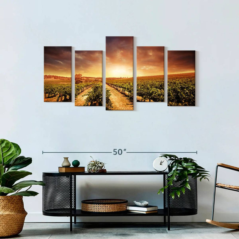 " Vineyards " 5 - Pieces, 24" H x 49" W x 1.25" D