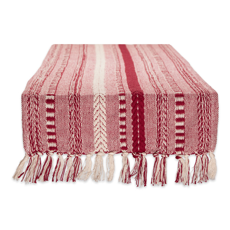 Elco Striped Table Runner, 15'' x 72'', Barn Red