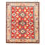 Tapis unique rouge / bleu en laine noué à la main de style Gazni des années 2010 de 4 pi 11 po x 6 pi 7 po Qaiden