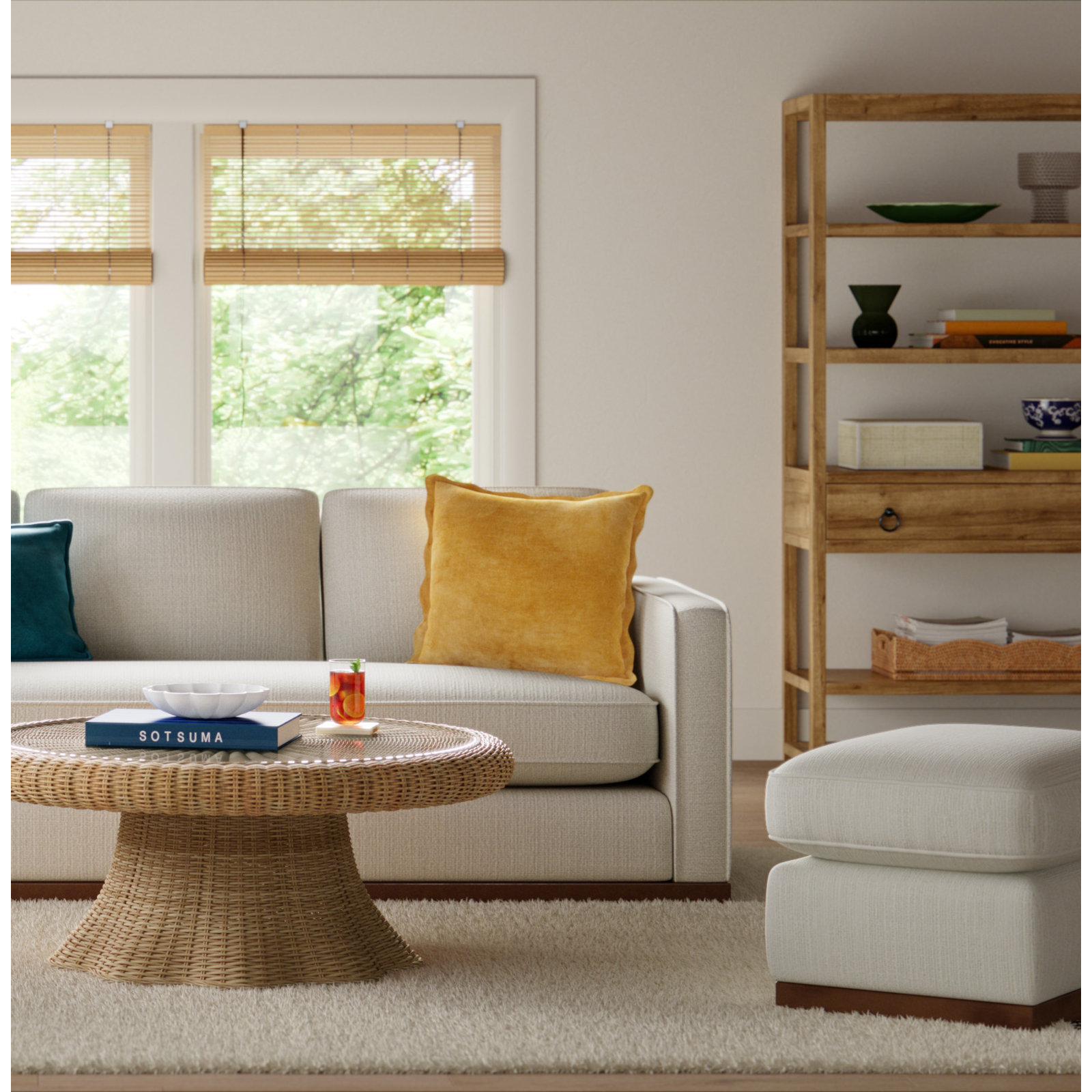 Elin 39" Bookcase, Natural