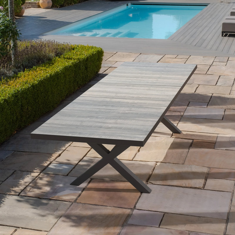 Vienna Rectangular Extendable Outdoor Dining Table , 303.5cm cm W 100cm cm D, Charcoal