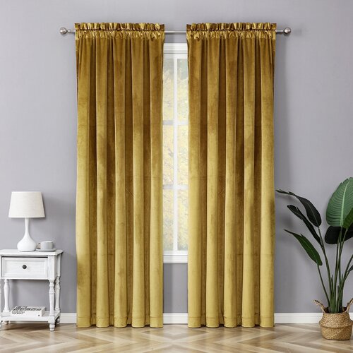 Everly Quinn Lateek Velvet Semi Sheer Curtain Pair & Reviews | Wayfair