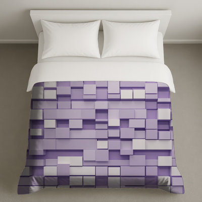 Housses de couette mauves et blanches