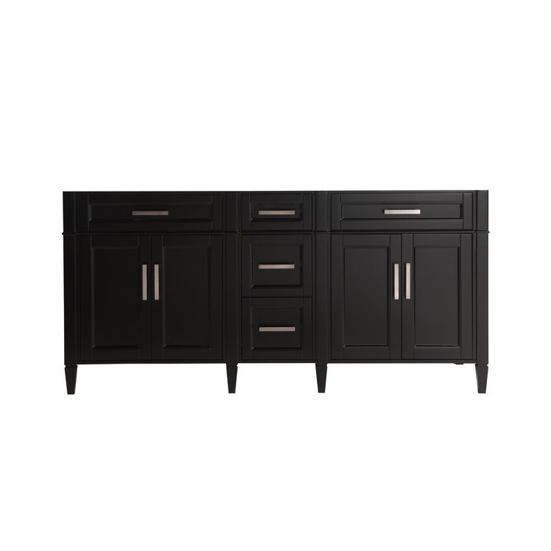 Meuble-lavabo autoportant double 72 po sans comptoir avec miroir 72 po, Espresso