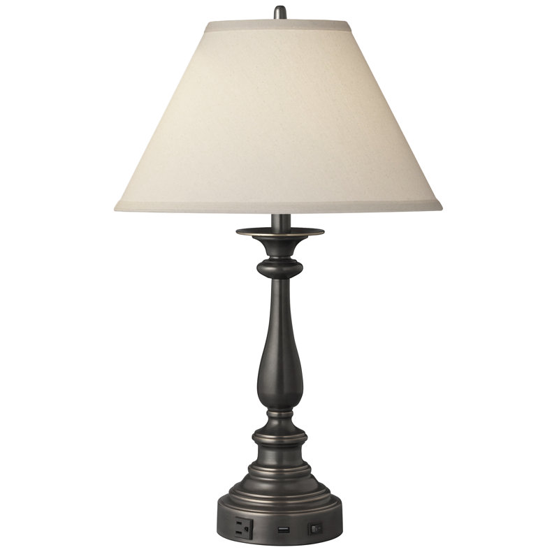 Lampe de table de chevet 29 po bronze simple avec port USB 29 po Madison