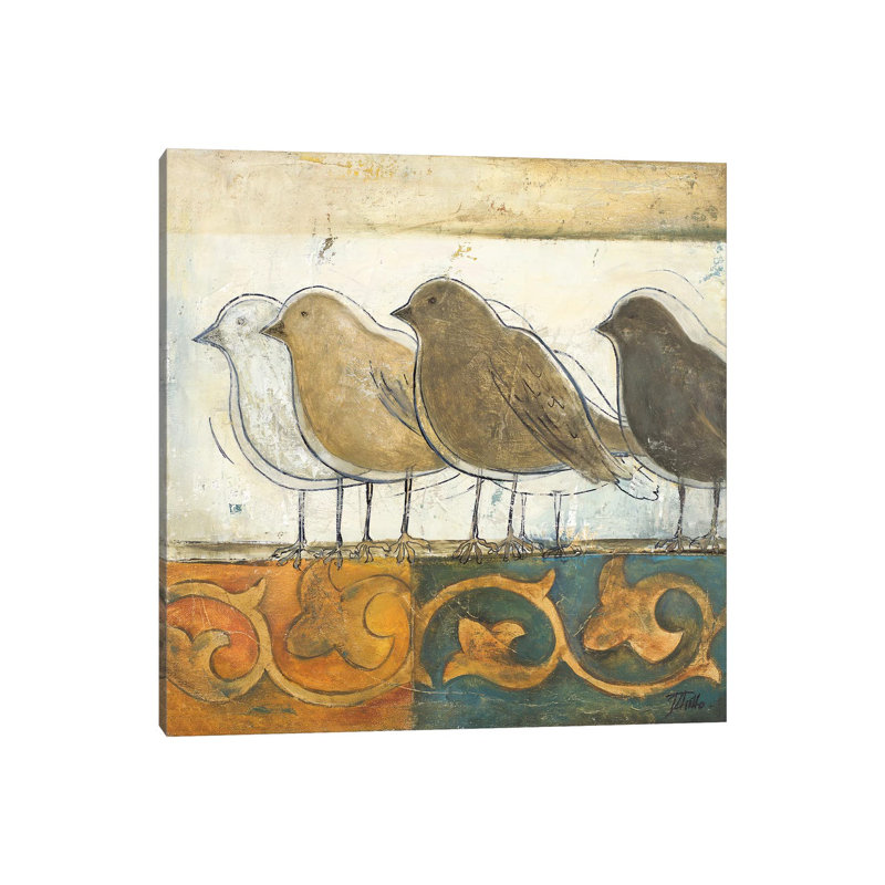 Oiseaux sur Damas I par Patricia Pinto-impression, Toile tendue, Pas de tapis, H 12 po x l 12 po x P 1,5 po