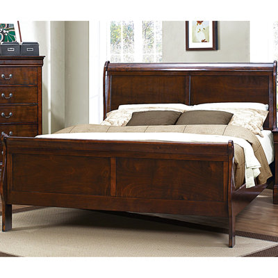 Traditional Queen Bed In Gray Stain, With Headboard, And Rails For Bedroom Stained Finish Bed, Size Style