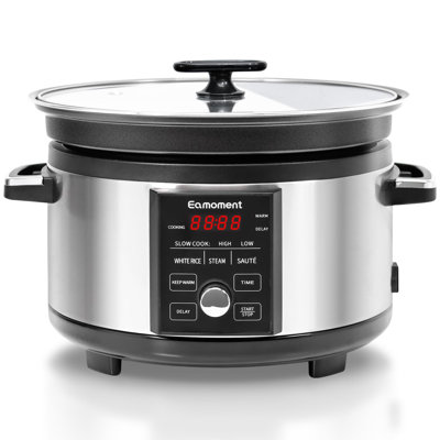 5.5QT Programmable Slow Cooker with Timer 7-in-1 Multi Cooker Stainless Steel Non-Stick Liner Touch Control Dishwasher Safe