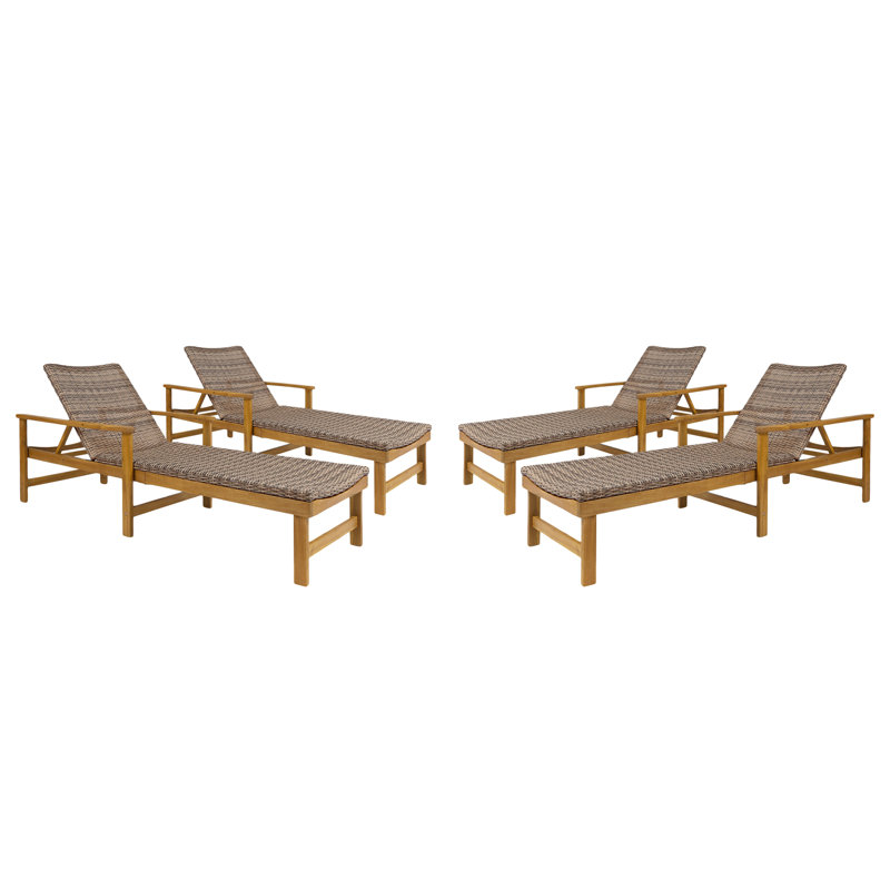 Anketell Outdoor Chaise Lounge, Natural Brown Frame/Gray Cushion