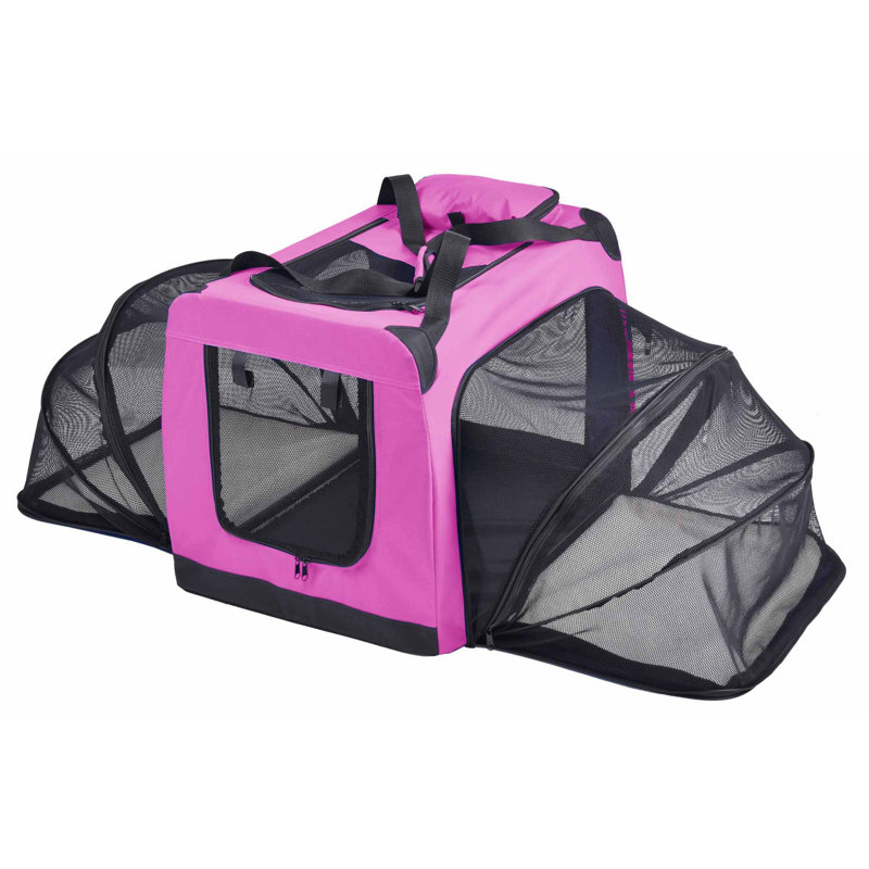 Cage pour chien extensible à double face pliable en métal Pet Hounda, Petit (H 15,7 po x l 15,7 po x P 22,8 po), Rose