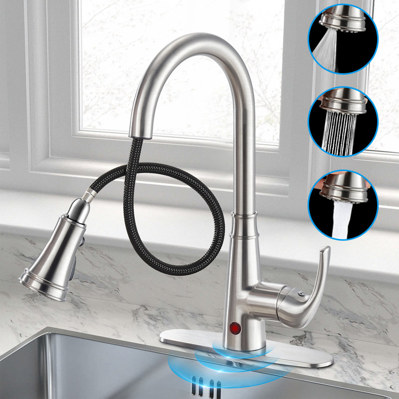 Cobbe Pull Down Touchless Kitchen Faucet, Brushed Nickel