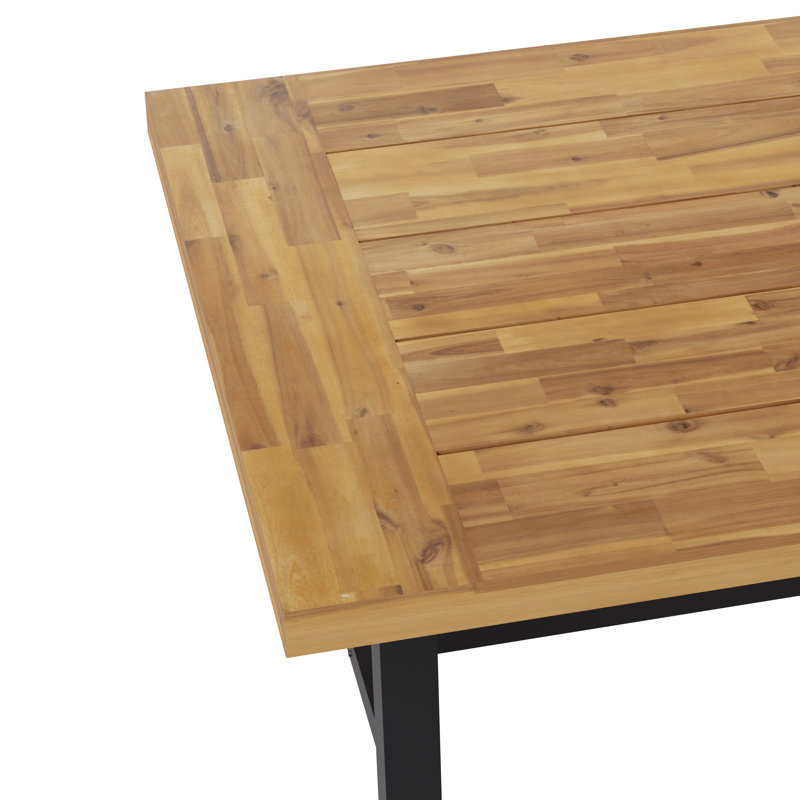 Willyard Commercial Grade Indoor/Outdoor Rectangular Acacia Wood Patio Dining Table