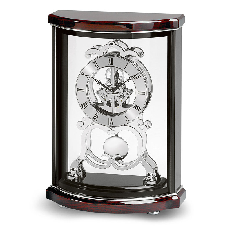 Roman Numeral Mahogany Quartz Movement / Crystal Tabletop Clock in