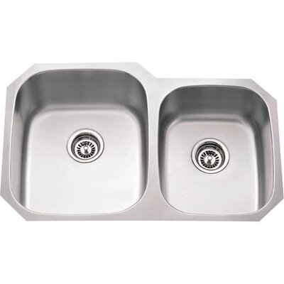 14.5"" L x 13"" W Double Bowl 18 Gauge Stainless Steel Kitchen Sink -  Hardware Resources, 801L-18