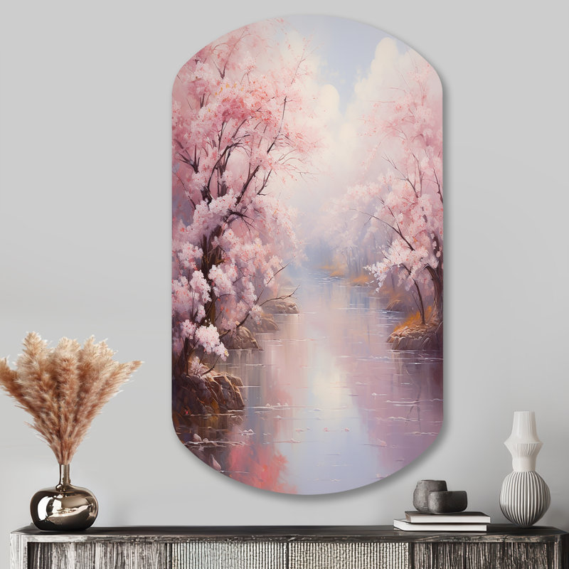 Décoration murale en forme de cylindre de fleur de cerisier Luthersville, H 43 po x l 23 po