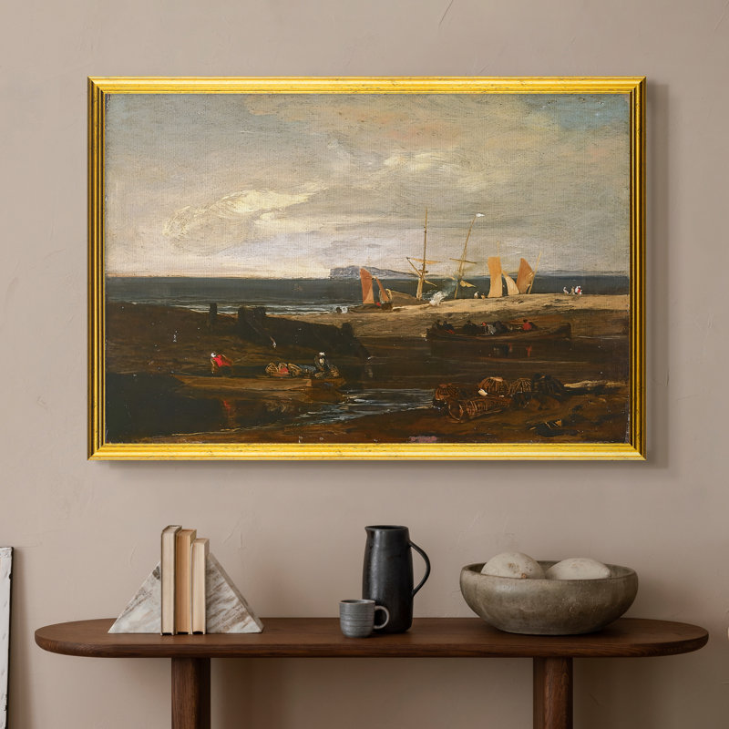 Une scène sur la côte anglaise, v. 1798-J.M.W. Turner - Toile encadrée sur mesure, 16 po x 22 po, Toile avec cadre