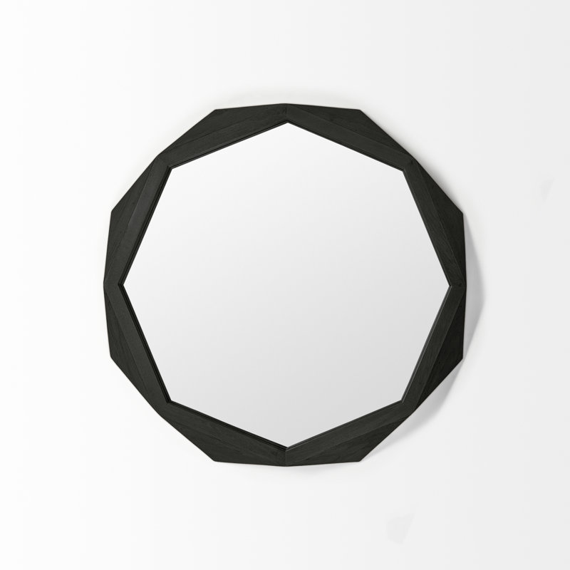 Miroir d'appoint Jo, Noir, 32 po x 32 po