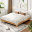 Base de lit plateforme en bois, lit minimaliste avec support en lattes de bois, espace de rangement sous le lit-1336009903-1336009899