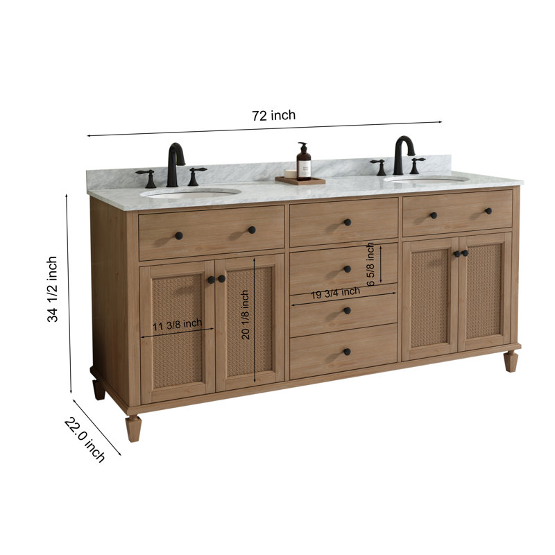 Meuble-lavabo simple 72 po avec lavabo encastré blanc Maxbano Farmhouse