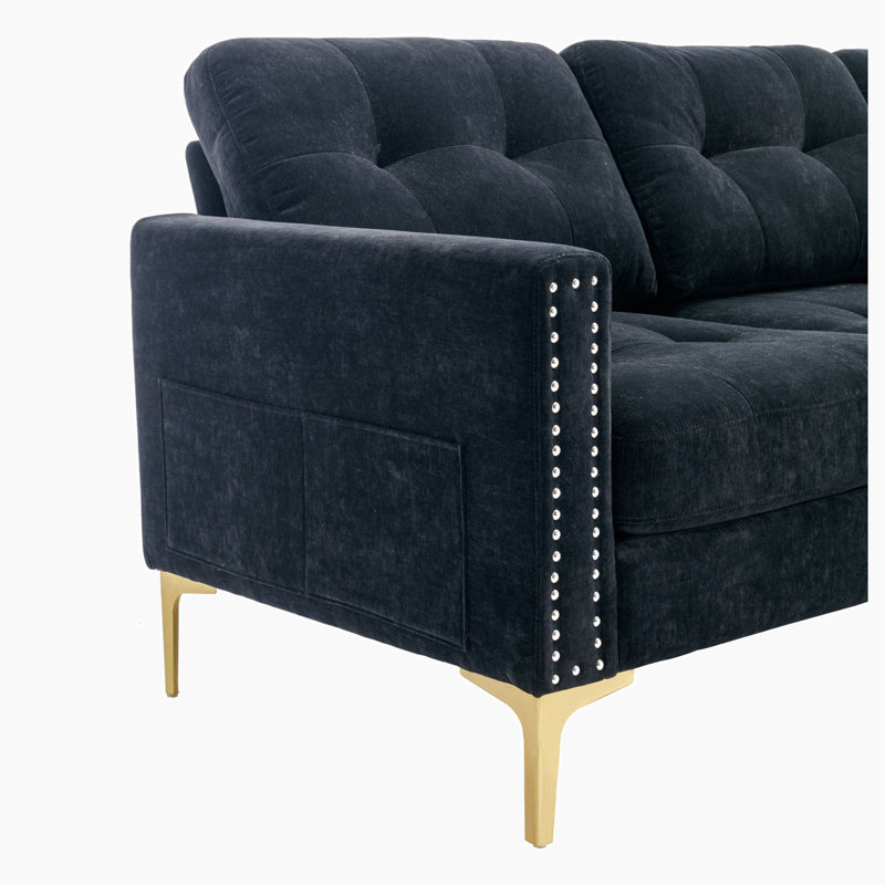 Canapé modulaire 3 pièces Nichoals, Velours noir