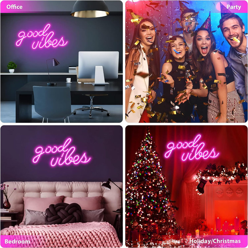 Enseigne lumineuse DEL 7,87 po Joyse, Rose