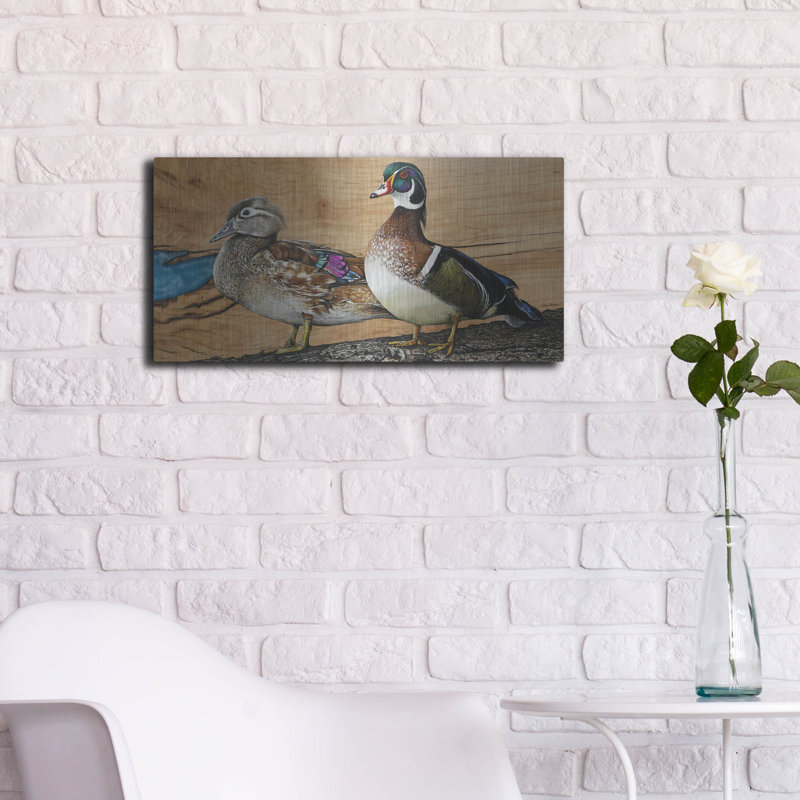  «Wood Ducks Home Sweet Home» par Jim Brune, art mural en métal, 24 po x 12 po, H 12 po x l 24 po