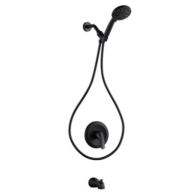 Ensemble de robinet de baignoire et de douche à poignée simple à 7 jets avec valve brute d'équilibrage de pression en laiton incluse