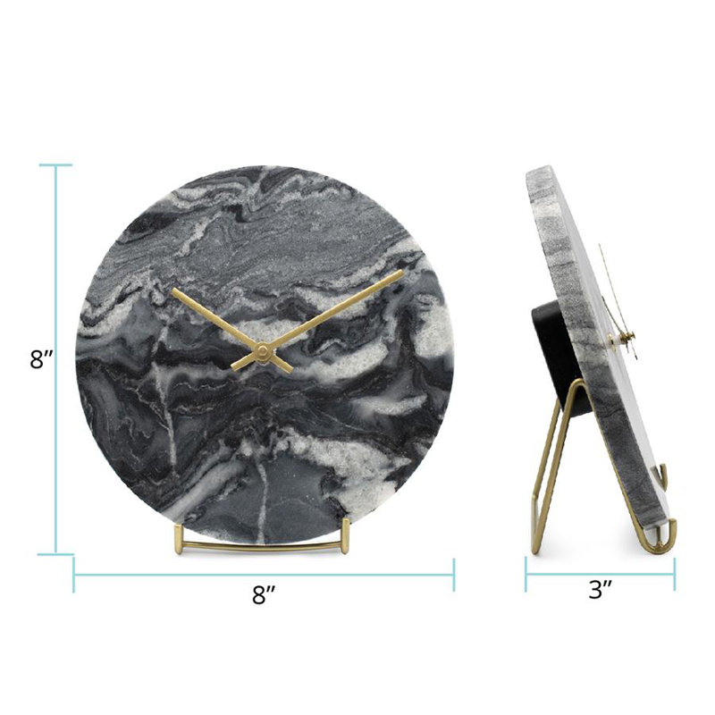 Modern & Contemporary No Time Display Type Stone Quartz Movement / Crystal Tabletop Clock, Black/White/Gray