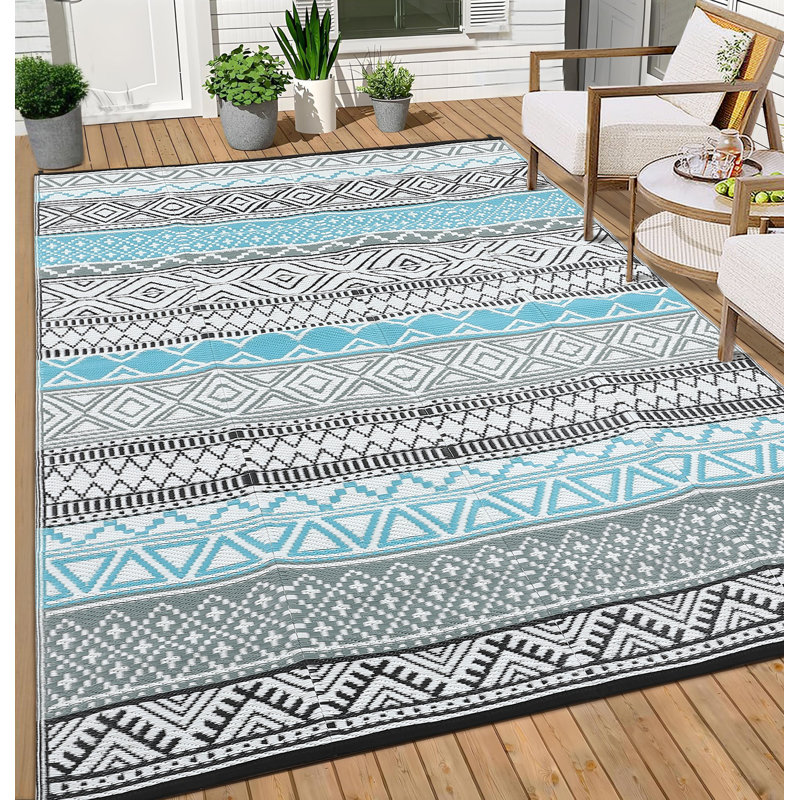 Tapis d'extérieur imperméable et réversible pour patio, véhicule récréatif et camping - Tapis antidérapant léger toutes saisons - Tapis intérieur / extérieur