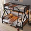 Twin Over Full Metal Bunk Bed with Shelves & LED Lights, Space-Saving & Safe Design