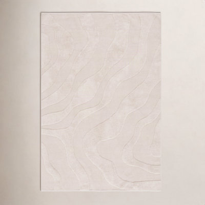 Mozie Ivory Washable Hand-Woven Cotton Rug