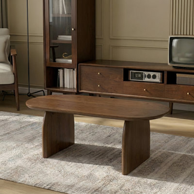 47.24" Oval Coffee Table with Walnut Veneer