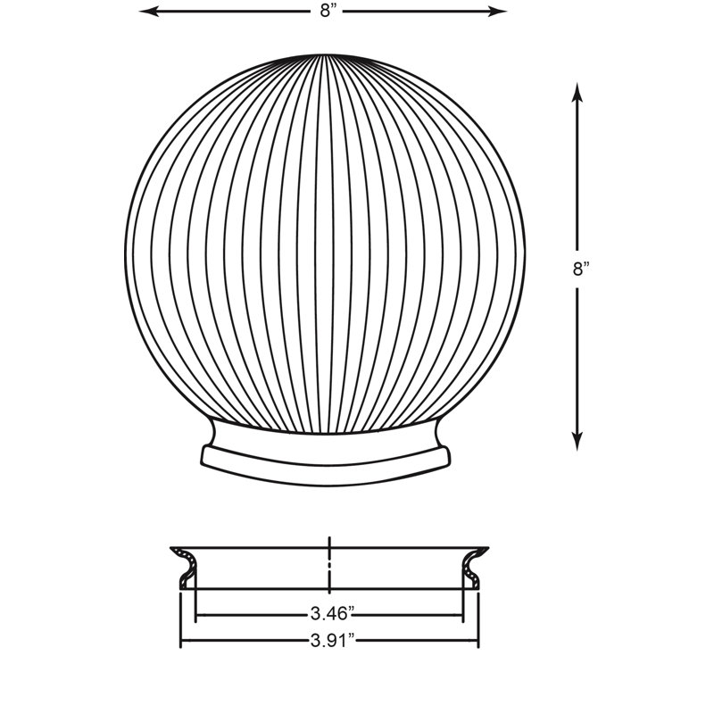 Solus Prismatic Acrylic Globe with Fitter Neck (2-Pack) - No Fixture Included, 8" H x 8" W x 8" D