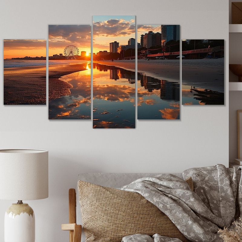  «Myrtle Beach South II - Nautique et plage, reproduction d'art sur toile - 5 panneaux