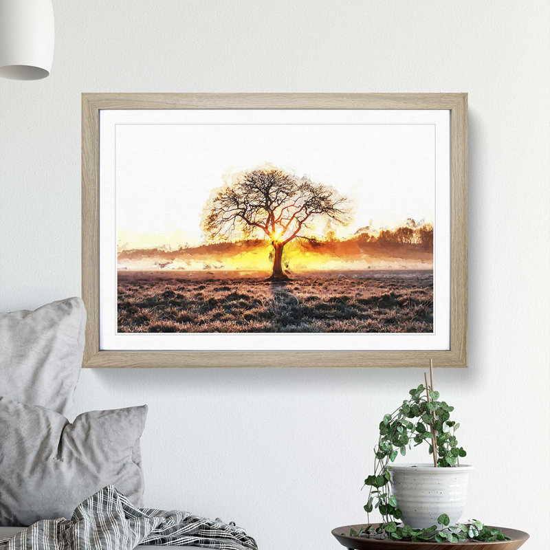Sunlight Through the Oak Tree in Abstract - Picture Frame Graphic Art Print on MDF, 62cm H x 87cm W x 2cm D, Oak Framed