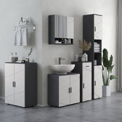 Medicine Cabinet with Shelf, Bathroom Mirror Cabinet, Light Grey