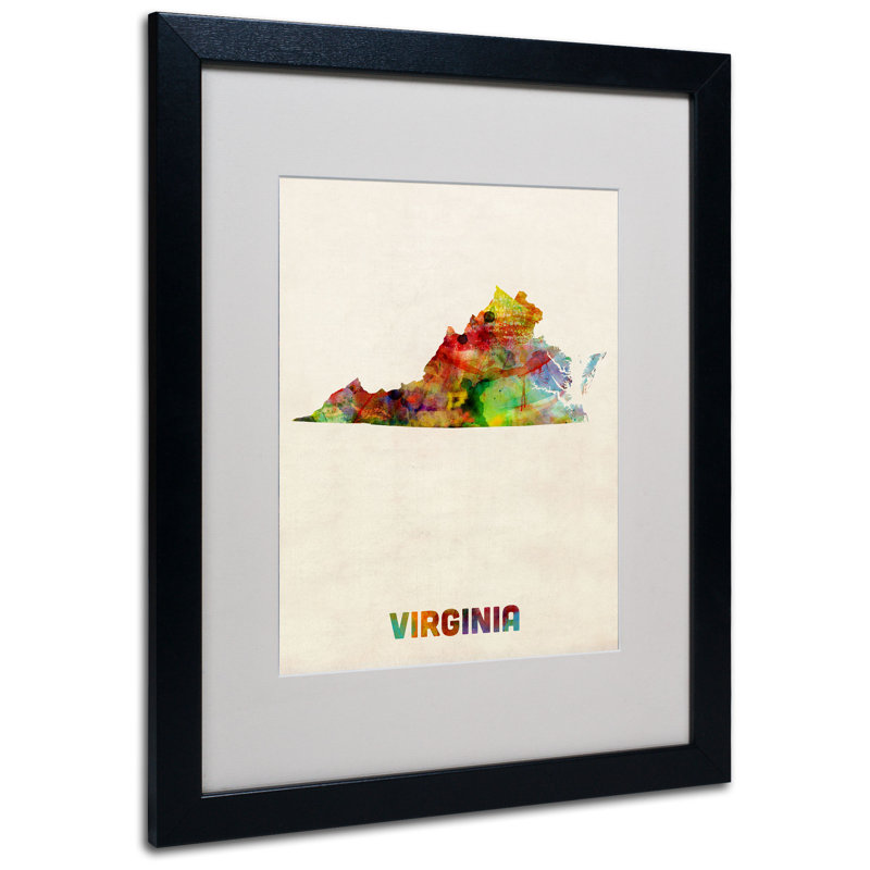 "virginie map" par michael thompsett, impression encadrée, Noir, H 20 po x l 16 po x P 0,5 po