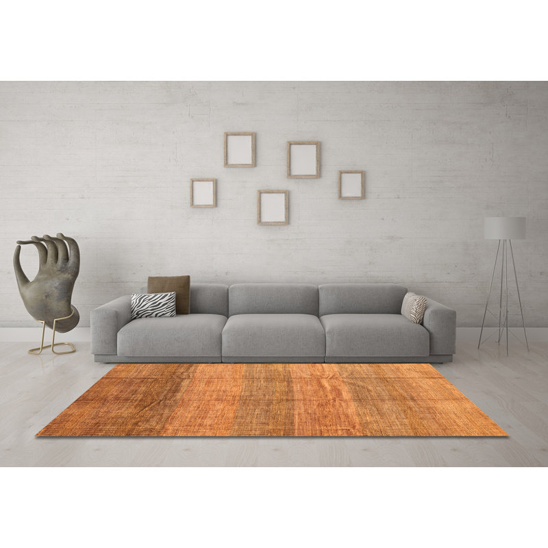 Tapis orange tissé à la machine Miya-Leigh, Rond 4 pi