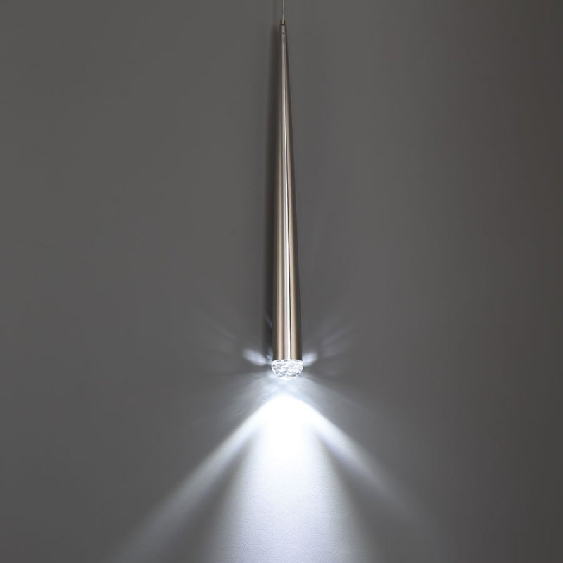 Cascade 1 - Light Single Cylinder LED Pendant, 28" H x 1.63" W x 1.63" D, Polished Nickel