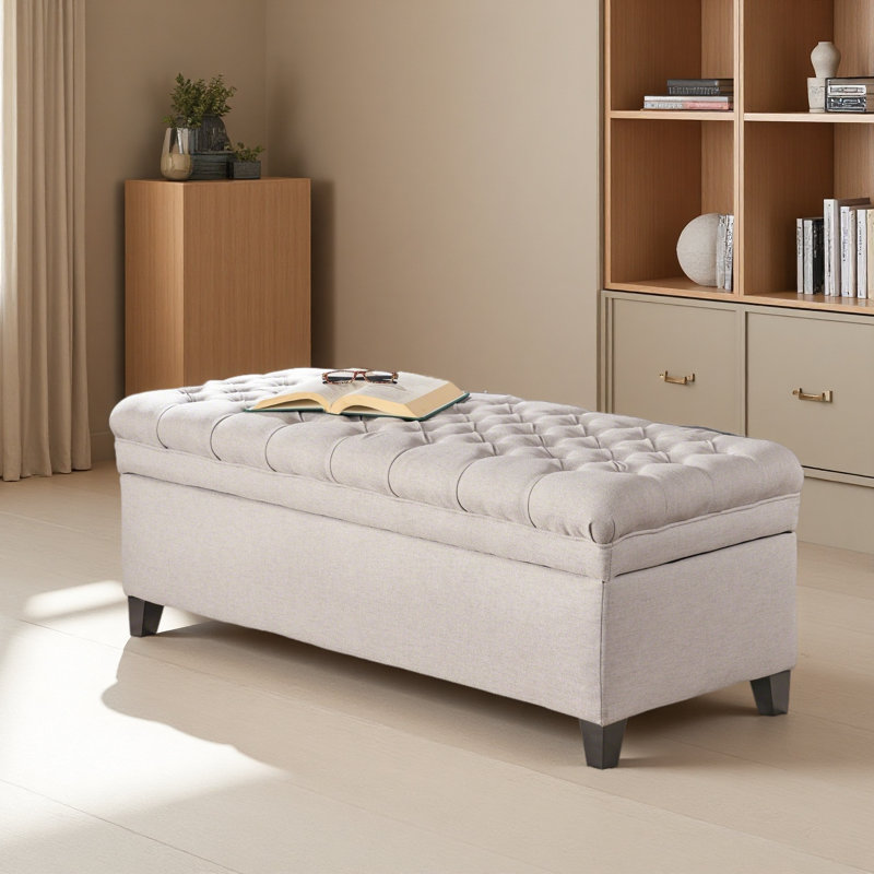 OTTOMAN DE RANGEMENT, Gris clair