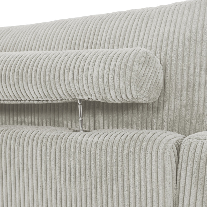 Maelina 4 - Piece Upholstered Sea Salt Grey Corduroy Modular Sectional Sofa with Pillow Back and Removable Ottoman