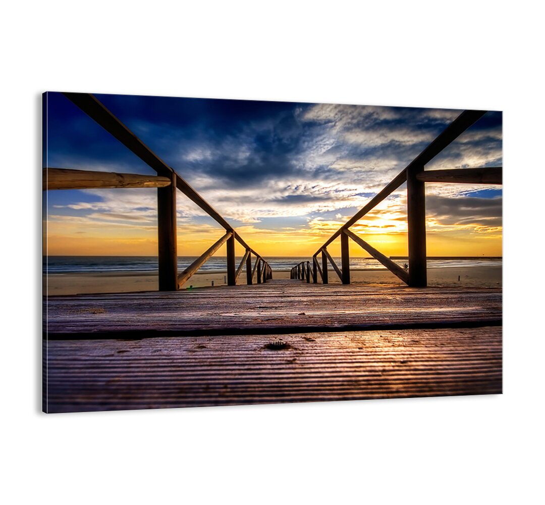 Leinwandbild - Fotografie „Straight to a Quiet Beach at Sunset”