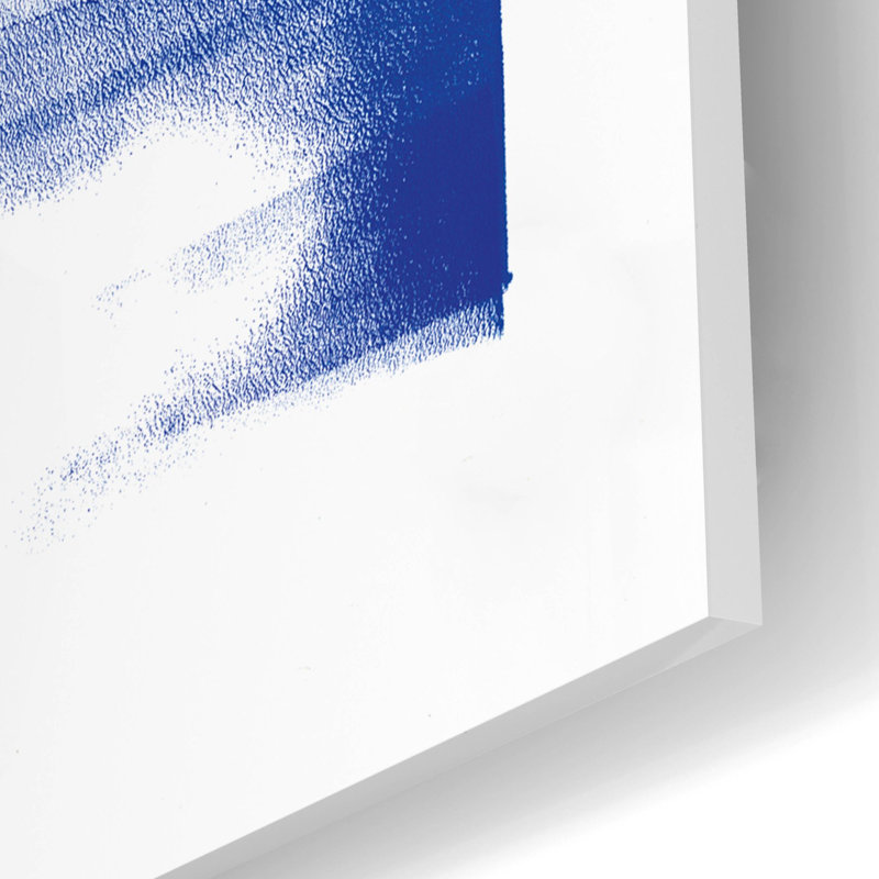  «Blue Geometric Abstract 1» par Wild Apple Portfolio, art mural en verre, 16 po x 12 po