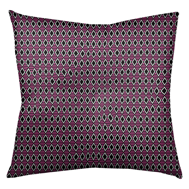 Coussin Katelyn Elizabeth, 26 x 26, Noir / Rose