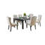 Ensemble de table de salle à manger et de fauteuils à oreilles Bega, lin beige, bois noir-111450661
