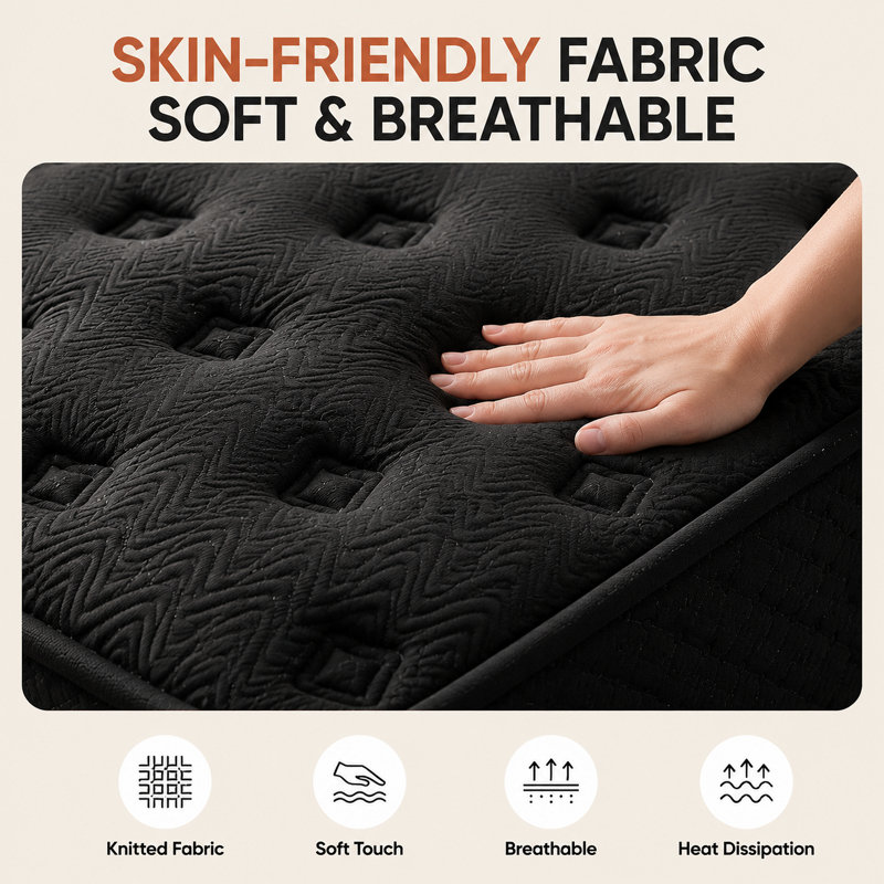 12'' 14-inch cold gel-infused Pocket Coil mattress with orthopedic support, 12", Queen