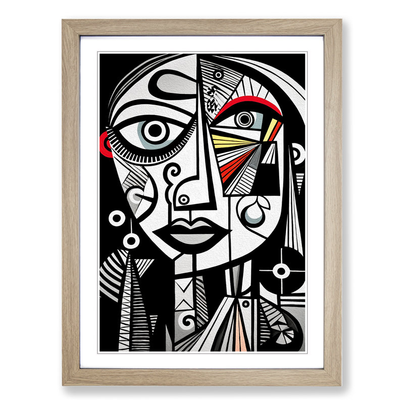 Pablo Picasso Line No.3 - Framed Print, 64cm H x 46cm W x 2cm D, Oak